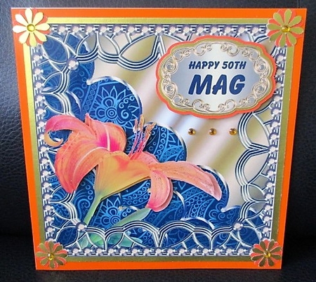 Orange Lily Square Topper by isobel bulloch