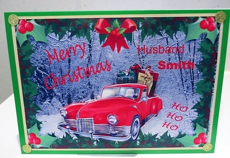 Santa in Red Car delivering presents by isobel bulloch