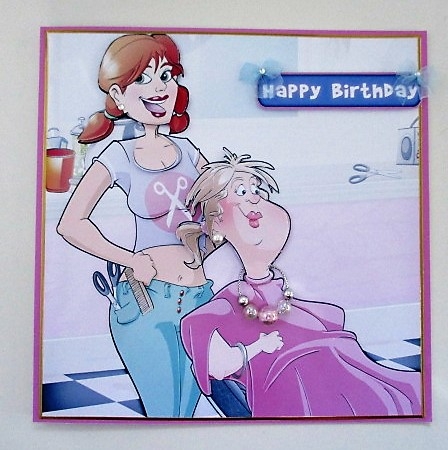 Hairdresser Dudess 8x8 Card Front by isobel bulloch