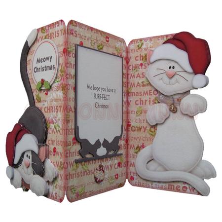 Meowy Christmas Shaped Tri Fold Card Kit by Yvonne Munn