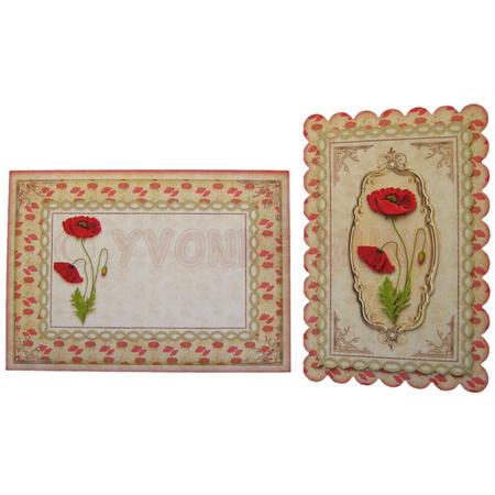 Antique Poppies Scalloped Fold Card Kit by Yvonne Munn
