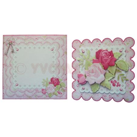 Shabby Chic Roses Scalloped Fold Card Kit by Yvonne Munn