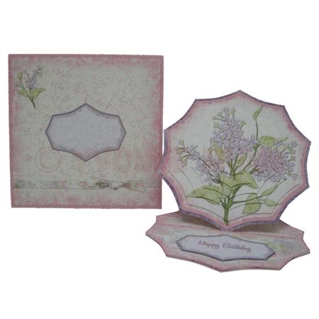 Shabby Chic Lilacs Spider Web Easel Card Kit by Yvonne Munn