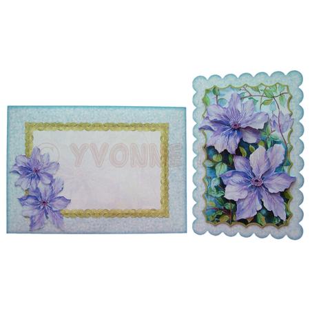 Purple Clematis Scalloped Fold Card Kit by Yvonne Munn