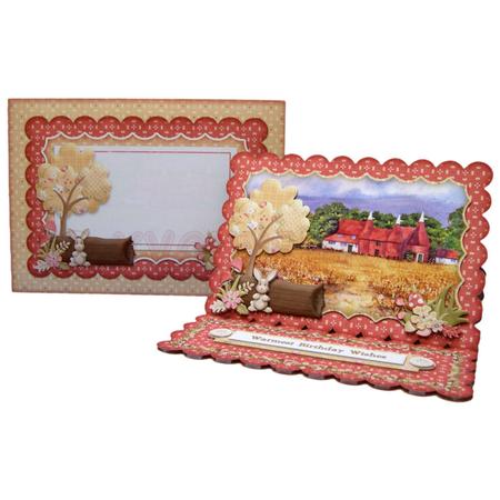 Kentish Oast Houses Scalloped Easel Card Kit by Yvonne Munn