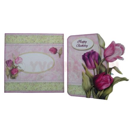 Pink Tulips Shaped Fold Card Kit by Yvonne Munn