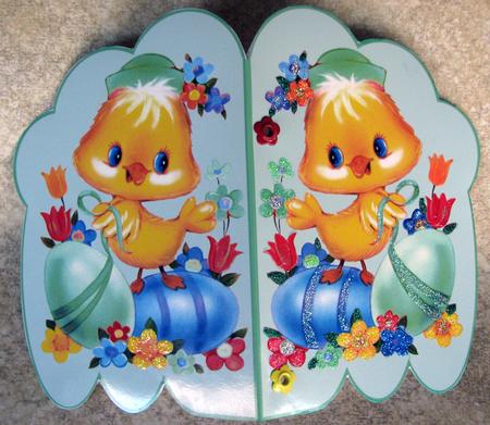 Easter Chick on Green Cloud Shape by Nancy Boatwright