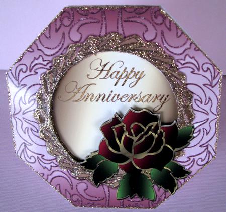 Octagon Shaped Anniversary Topper with Twisted Frame & Rose by Nancy Boatwright