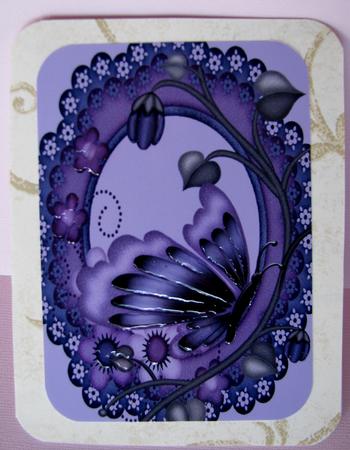 Violet Blooms with Butterfly A4 Card Topper 2 by Nancy Boatwright