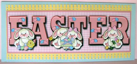 Ruby and Roscoe Easter Large Dl Card Front with Decoupage by Nancy Boatwright