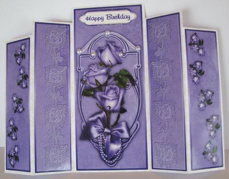 Sweetheart Roses in Lilac Theatre Fold Card Panels by Nancy Boatwright