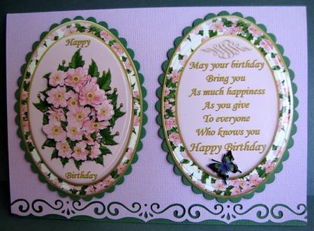 Dogwood Blossom Plate & Stand Birthday Card Pink by Nancy Boatwright