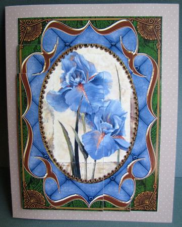 Blue Iris Fancy Bracket 7x5in One Corner Stacker by Nancy Boatwright
