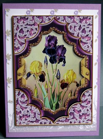 Purple Iris Ornate Diamond 7x5 Picture Card Base and Frame by Nancy Boatwright