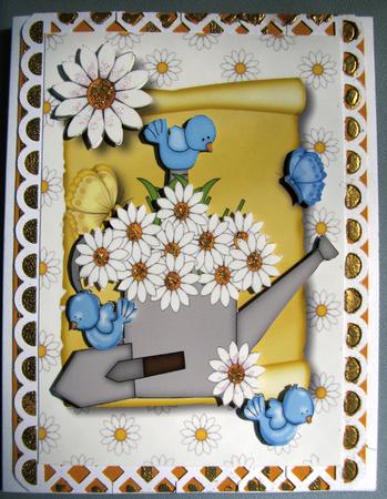 Cute Little Bluebird, with Daisies by Nancy Boatwright
