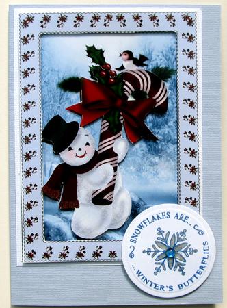 Christmas Snowman and Cane by Nancy Boatwright