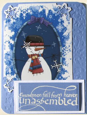 Ready Made Christmas Dark Blue Snowman by Nancy Boatwright