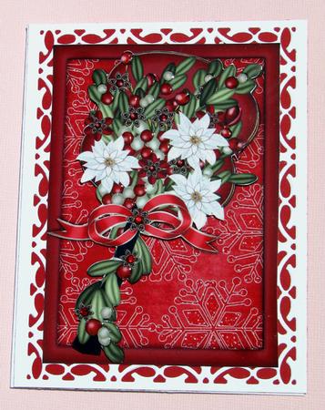 White Poinsettia Mistletoe Fan Decoupage Sheet by Nancy Boatwright
