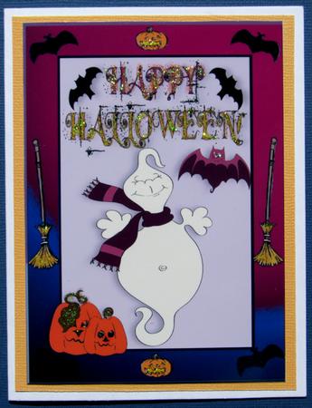 Ghost with Cheeky Bat in Funky Frame A4 by Nancy Boatwright