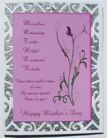 Mother's Day A4 Verse "mom" by Nancy Boatwright