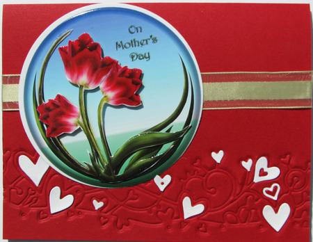 Red Tulips Circular Card - Mother's Day by Nancy Boatwright
