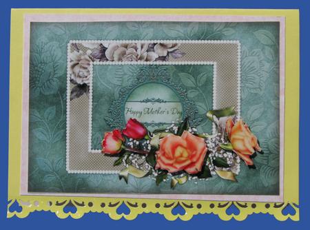 Mothers Day Roses Card Front with Decoupage by Nancy Boatwright