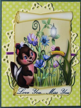 Cheeky Chipmunk with Cute Caterpillar on a Scroll by Nancy Boatwright