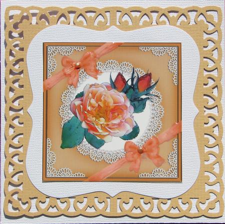 8 x 8 Rose and Lace Scalloped Corner Topper by Nancy Boatwright