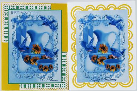 Blue Birds with Floral Pitcher and Basin A4 by Nancy Boatwright