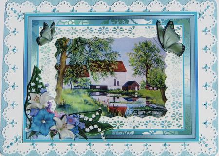 Packenham Mill Watercolour with Lilies Decoupage Sheet by Nancy Boatwright
