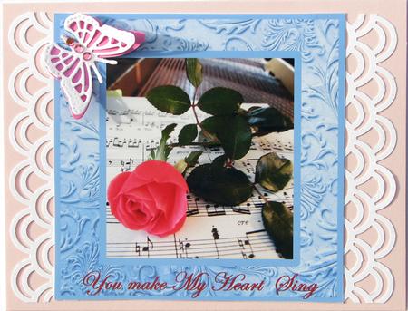 Rose on Sheet Music 8 x 8 Card by Nancy Boatwright