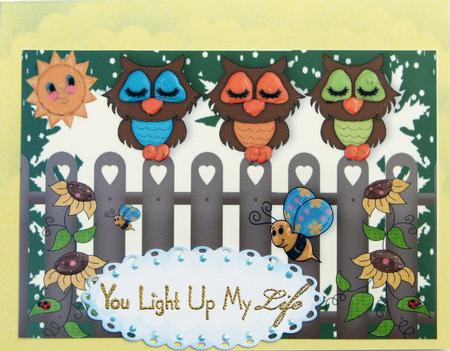 Sleepy Owls Enjoying the Sunshine A4 by Nancy Boatwright