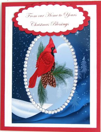 A4 Cheery Cardinal on a Winters Night by Nancy Boatwright