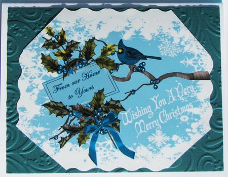 Holly and Berries with Little Bird A4 by Nancy Boatwright