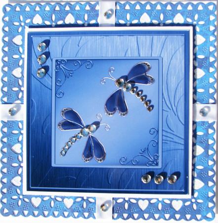 Diamante Dragonflies 8 x 8 Scalloped Corner Topper by Nancy Boatwright