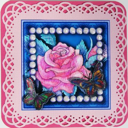 8x8 Butterflies, Rose and Pearls Decoupage by Nancy Boatwright