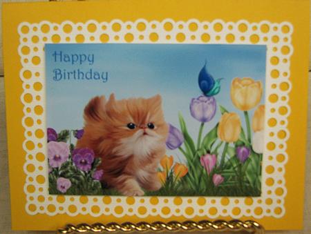 Kitten in the Garden Quick Card with Decoupage by Nancy Boatwright