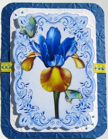 Beautiful Dutch Iris Topper & Plaque by Nancy Boatwright