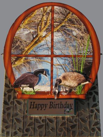 River Window with Geese and Decoupage by Nancy Boatwright