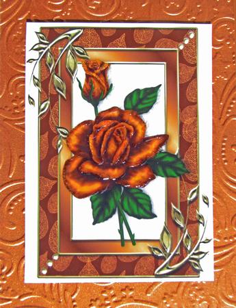 Gold Roses in Leaf Frame A4 by Nancy Boatwright