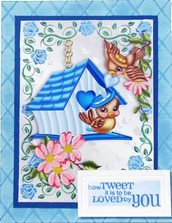 Pretty Little Birds in a Rose Frame A4 by Nancy Boatwright
