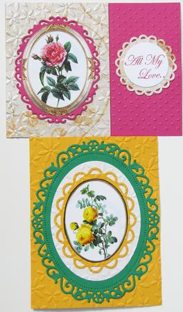 Vintage Framed Floral Toppers with Sentiment Tags by Nancy Boatwright