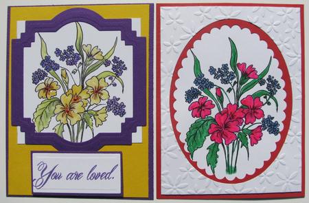 Digital Stamp Primroses with Coloured Version Too by Nancy Boatwright