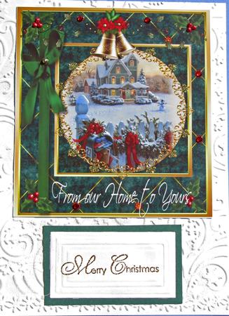 Beautiful Green Christmas Card Front in Velvet and Gold by Nancy Boatwright