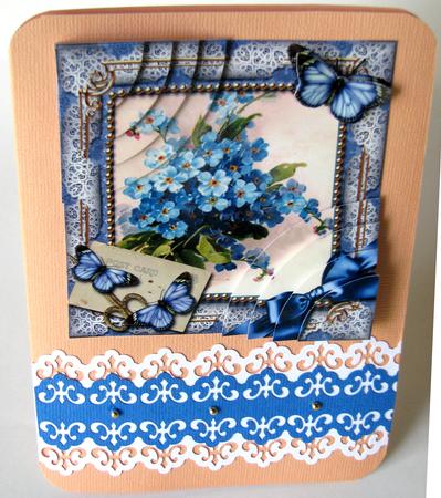 Forget-me-knot Butterfly 6 Inch Duo Corner Stack Card Front by Nancy Boatwright