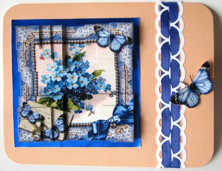 Forget-me-knot Butterfly All 4 Corner Stacker Card Front by Nancy Boatwright