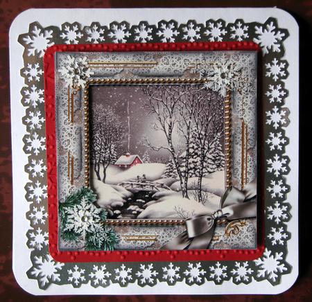 Winter Walk Snow Ornate Square Card Front and Frame by Nancy Boatwright