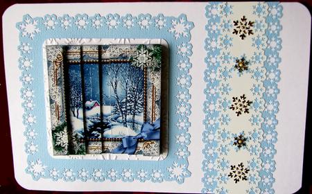 Blue Winter Walk Snow 5inch Square Straight 2 Side Stacker by Nancy Boatwright