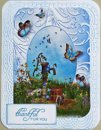 Vintage Water Pump, Butterflies & Squirrel by Nancy Boatwright