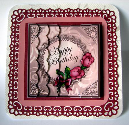 Roses and Metallic Lace Scallop Edge Side Stacker by Nancy Boatwright